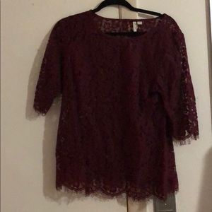 Burgundy lace blouse